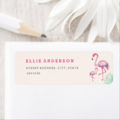 Roze Flamingo Baby shower adreslabel Etiket (Insitu)