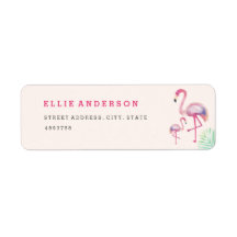 Roze Flamingo Baby shower adreslabel