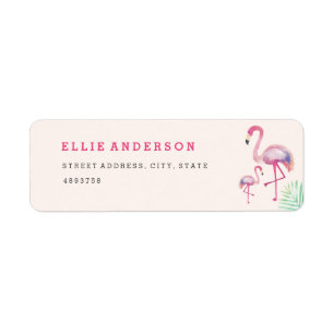 Roze Flamingo Baby shower adreslabel Etiket