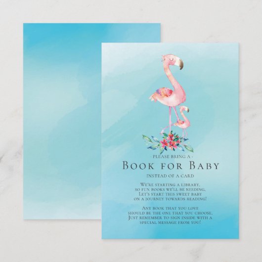 Roze Flamingo Baby shower Boek voor Baby Kaart (Voorkant / Achterkant)