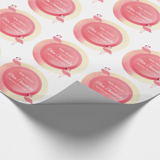 Roze Flamingo Baby shower | Inpakpapier (Hoek)