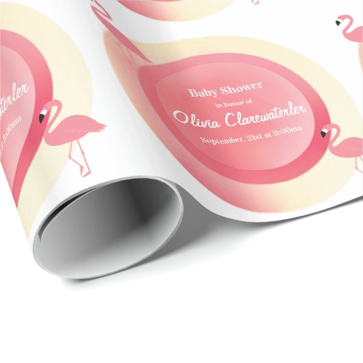 Roze Flamingo Baby shower | Inpakpapier (Rol Hoek)