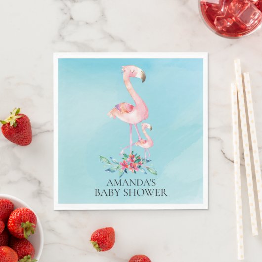 Roze Flamingo Baby shower Papieren servetten (Insitu)