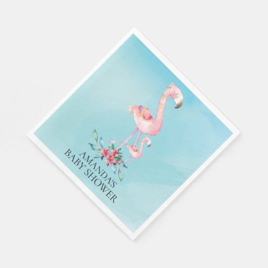 Roze Flamingo Baby shower Papieren servetten (Hoek)