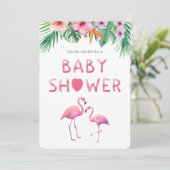 Roze Flamingo Baby shower Tropisch Thema Kaart (Staand voorkant)
