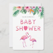 Roze Flamingo Baby shower Tropisch Thema Kaart (Voorkant)