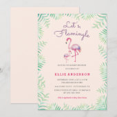 Roze Flamingo Baby Shower Uitnodiging (Voorkant / Achterkant)