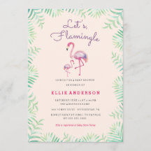 Roze Flamingo Baby Shower Uitnodiging