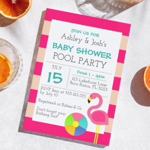 Roze Flamingo Baby Shower Uitnodiging