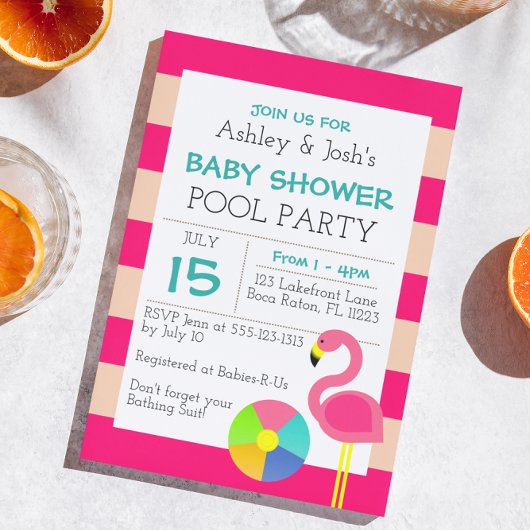 Roze Flamingo Baby Shower Uitnodiging
