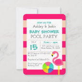 Roze Flamingo Baby Shower Uitnodiging (Voorkant)