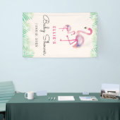 Roze Flamingo Baby Shower Vlag Spandoek (Beurs)