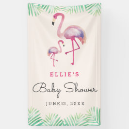 Roze Flamingo Baby Shower Vlag Spandoek