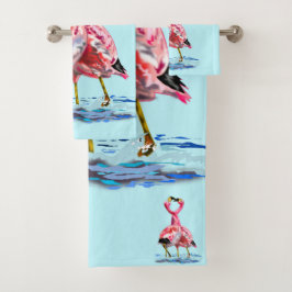 Roze flamingo badhanddoeken bad handdoek