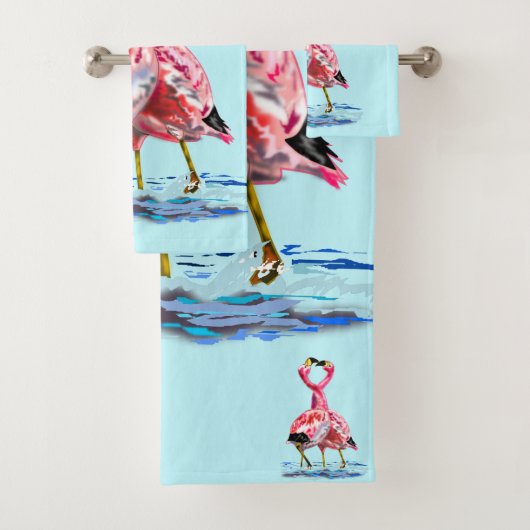 Roze flamingo badhanddoeken bad handdoek (Insitu)
