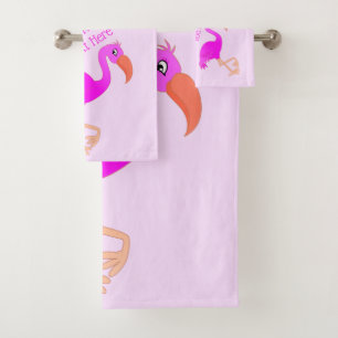 Roze Flamingo badhanddoeken met aangepaste tekst Bad Handdoek