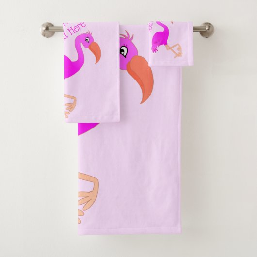 Roze Flamingo badhanddoeken met aangepaste tekst Bad Handdoek (Insitu)
