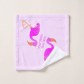 Roze Flamingo badhanddoeken met aangepaste tekst Bad Handdoek (Wasdoekje)