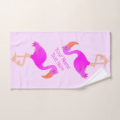 Roze Flamingo badhanddoeken met aangepaste tekst Bad Handdoek (Handdoek)