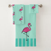  roze flamingo badhanddoeken set cadeau bad handdoek (Insitu)