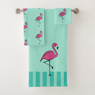 roze flamingo badhanddoeken set cadeau bad handdoek