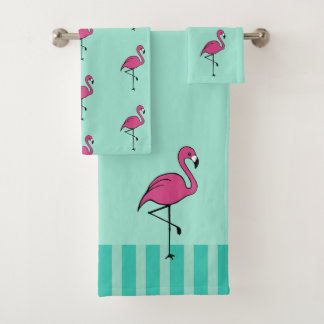  roze flamingo badhanddoeken set cadeau bad handdoek