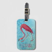  roze flamingo bagagelabel (Voorkant (verticaal))