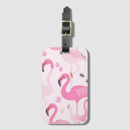 Roze Flamingo Bagagelabel