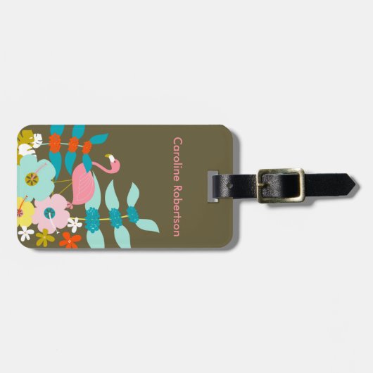 Roze Flamingo Bagagelabel (Voorkant horizontaal)