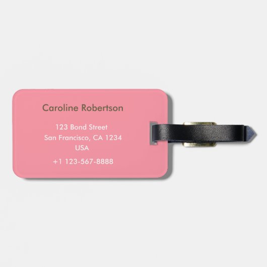 Roze Flamingo Bagagelabel (Achterkant horizontaal)
