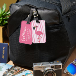 Roze Flamingo Bagagelabel