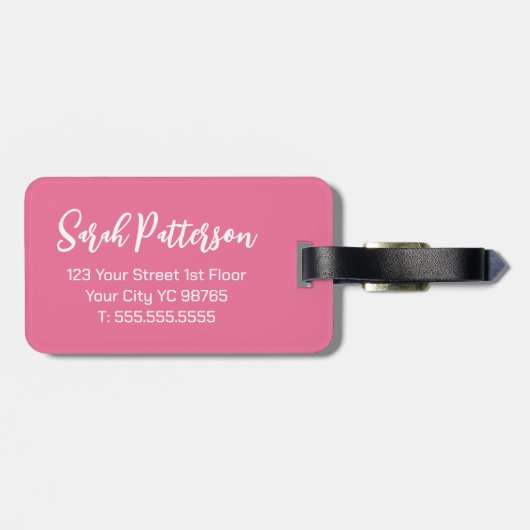 Roze Flamingo Bagagelabel (Achterkant horizontaal)