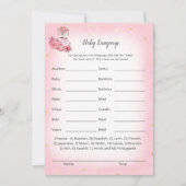 Roze Flamingo Ballerina Baby Language Shower Game Kaart (Voorkant)