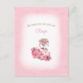 Roze Flamingo Ballerina Baby shower RSVP Informatiekaartje (Voorkant)