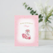 Roze Flamingo Ballerina Baby shower RSVP Informatiekaartje (Staand voorkant)