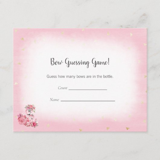 Roze Flamingo Ballerina Gissing Count Douche Spel Informatiekaartje (Voorkant)