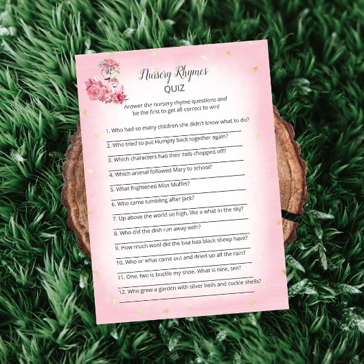 Roze Flamingo Ballerina Nursery Rhymes Shower Game Kaart