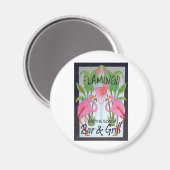 Roze Flamingo Bar & Grill Beach Drink Theme Magneet (Voorkant / Achterkant)