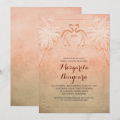 Roze Flamingo Beach Bruids Douche Uitnodigingen (Voorkant / Achterkant)