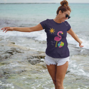 Roze Flamingo Beach Hoesje omhoog T-shirt