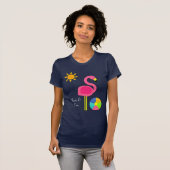 Roze Flamingo Beach Hoesje omhoog T-shirt (Voorkant volledig)