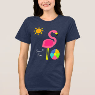 Roze Flamingo Beach Hoesje omhoog Tri-Blend Shirt