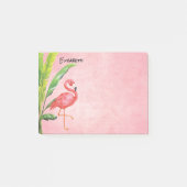Roze Flamingo Beach Island Leaves Monogram Post-it® Notes (Voorkant)