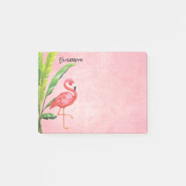 Roze Flamingo Beach Island Leaves Monogram Post-it® Notes