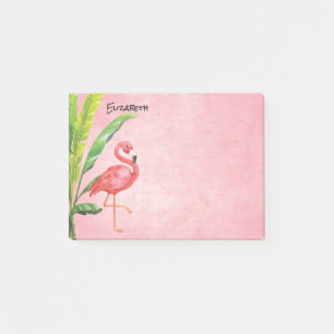 Roze Flamingo Beach Island Leaves Monogram Post-it® Notes