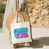 Roze Flamingo Beach Tote Bag