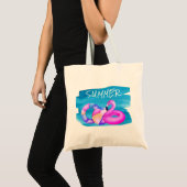 Roze Flamingo Beach Tote Bag (Voorkant (product))