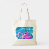 Roze Flamingo Beach Tote Bag (Achterkant)