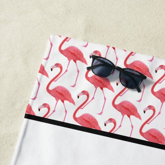 Roze flamingo Beach Towel Strandlaken (In situ)