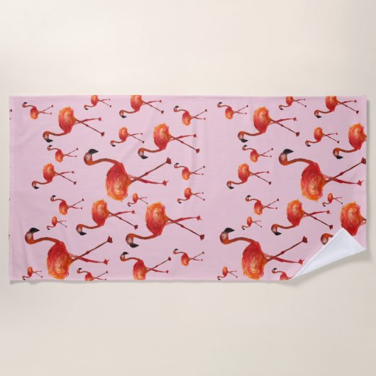 Roze flamingo Beach Towel Strandlaken (Voorkant)